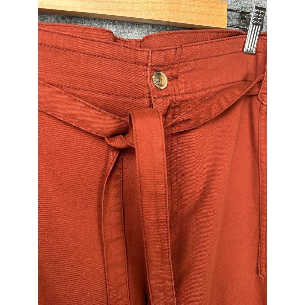 OLD NAVY Womens Utility Cargo Pants Rust Orange Paperbag Waist Belted Cropped XL - Picture 10 of 10